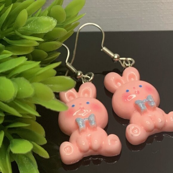 Bunny Earring, Easter Bunny, Easter Basket, Baby Announcement, Gender Reveal - Picture 1 of 5